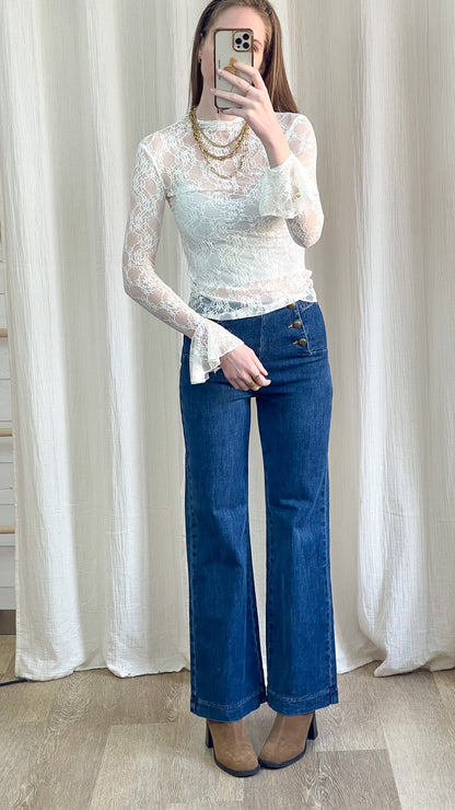 Top Sarah - Top en dentelle blanc