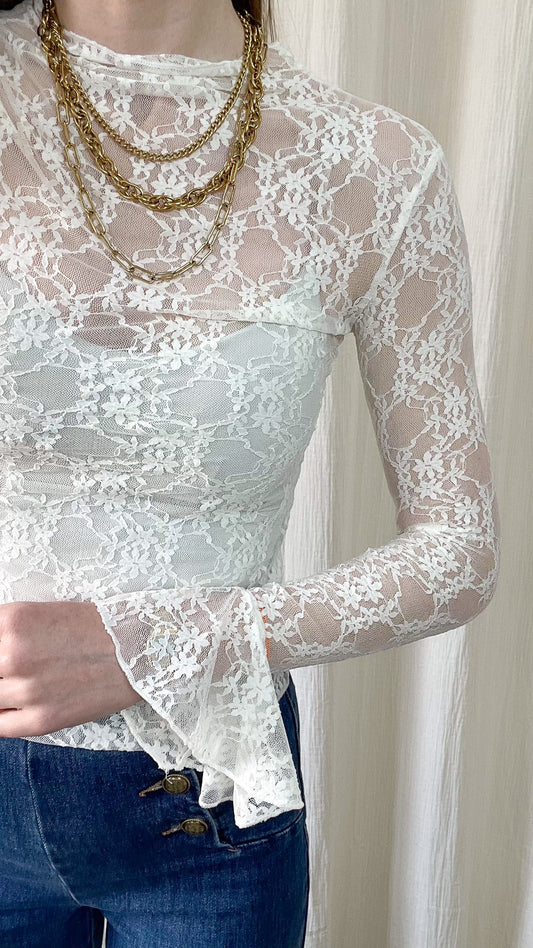 Top Sarah - Top en dentelle blanc