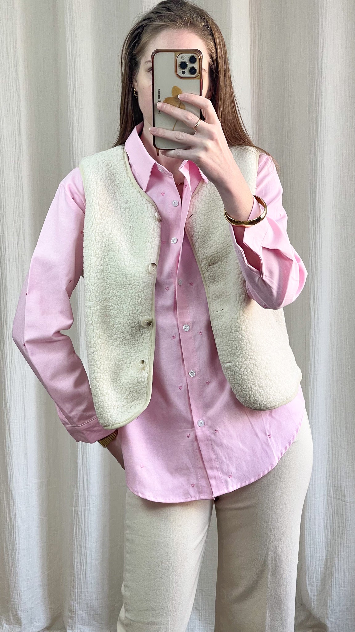 Chemise Stella - Chemise coeurs roses brodés en coton