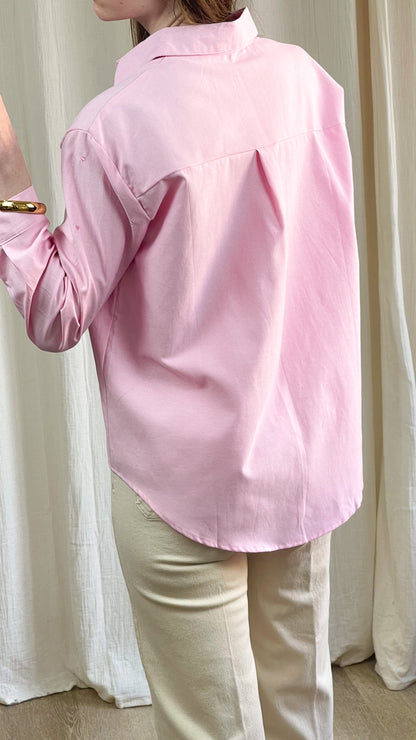 Chemise Stella - Chemise coeurs roses brodés en coton
