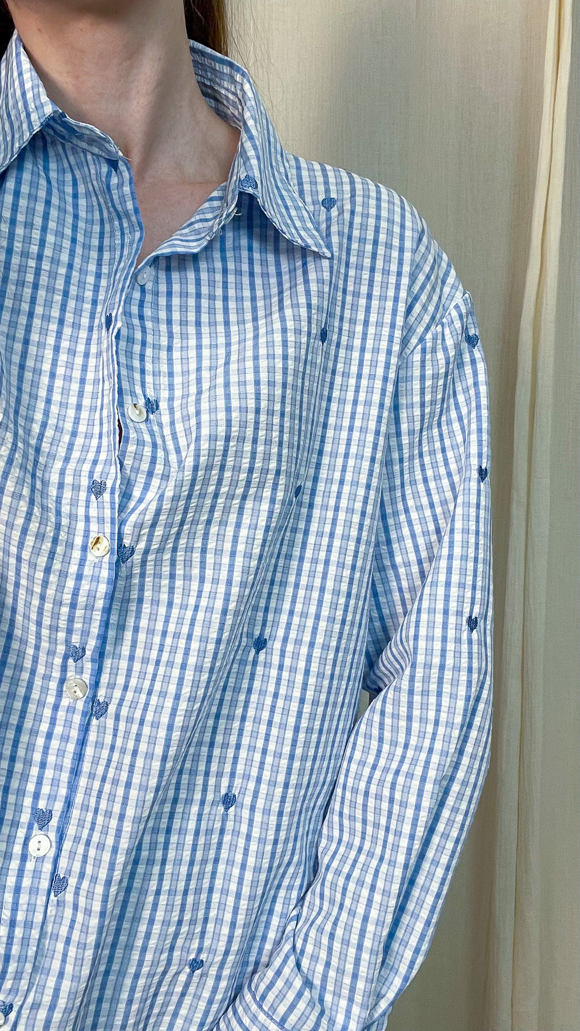 Chemise Ingrid – Chemise vichy avec coeurs bordés