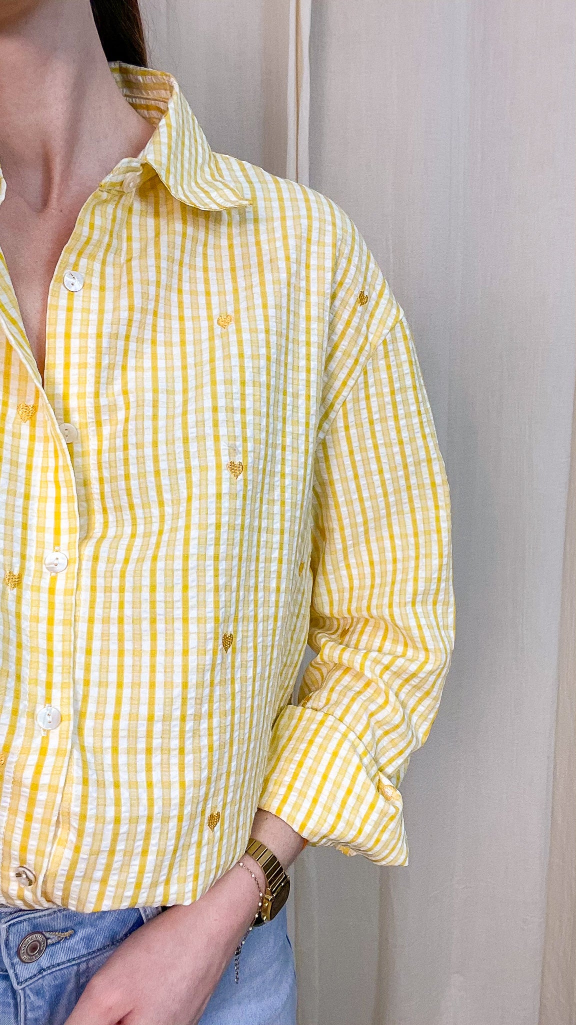 Chemise Ingrid – Chemise vichy avec coeurs bordés