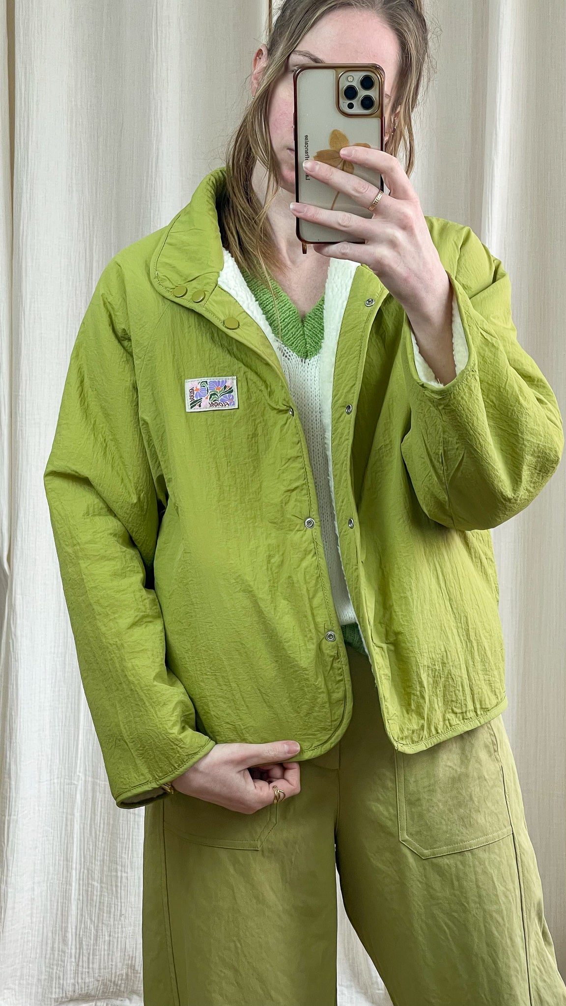 Veste Olive – Veste réversible sherpa vert olive