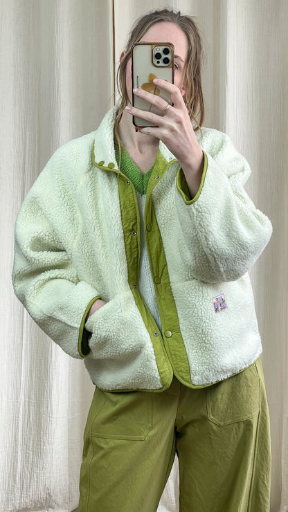 Veste Olive – Veste réversible sherpa vert olive