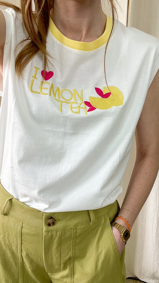 T-shirt Lemon – T-shirt citrons brodés sans manches