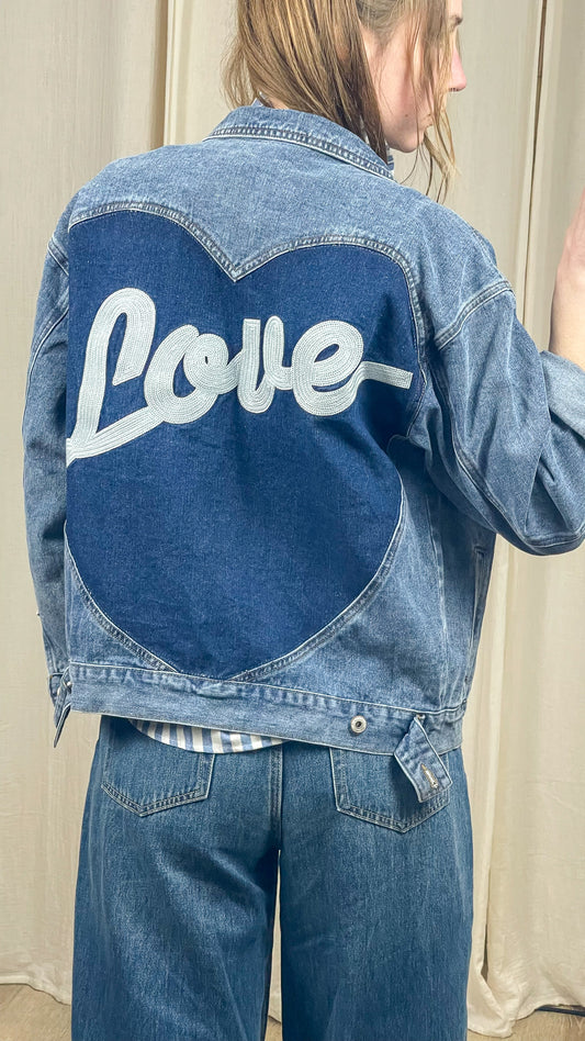 Veste en jean Love – Veste denim avec cœur au dos