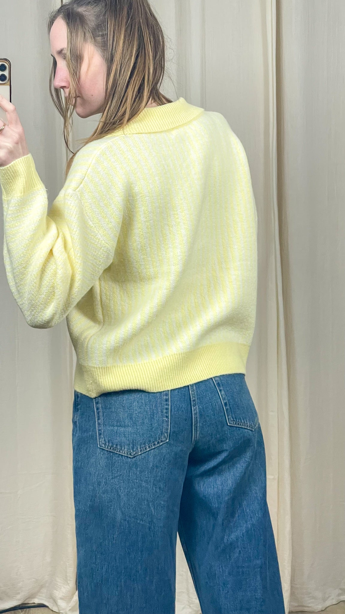 Pull Alba – Pull col polo brodé jaune pastel