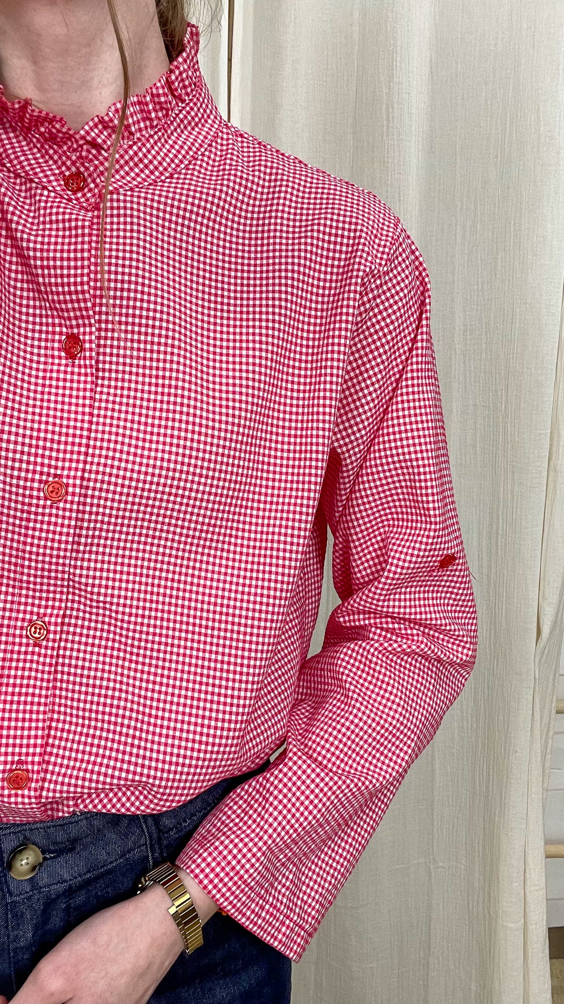 Chemise Capucine – Chemise vichy à col volanté