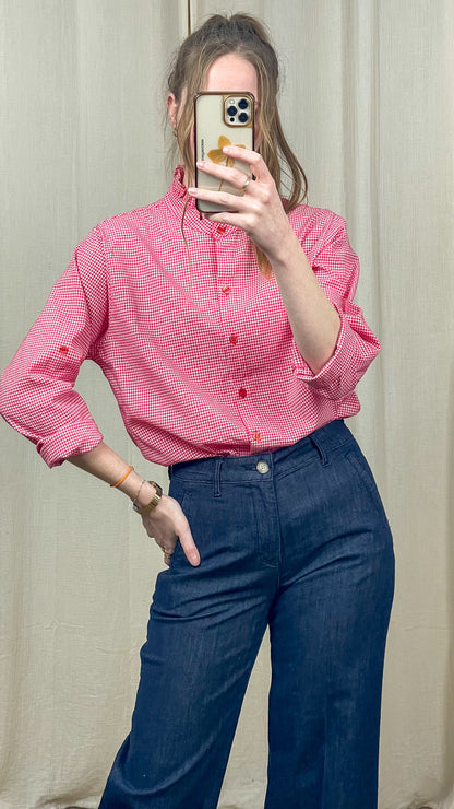 Chemise Capucine – Chemise vichy à col volanté