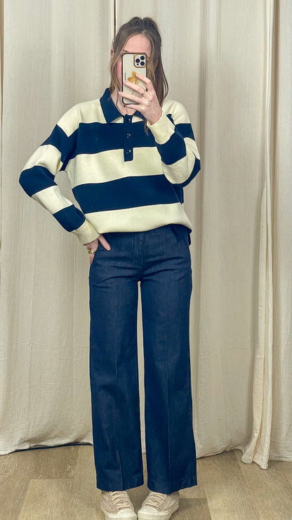 Pull Louise - Pull rayé à col polo