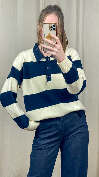 Pull Louise - Pull rayé à col polo