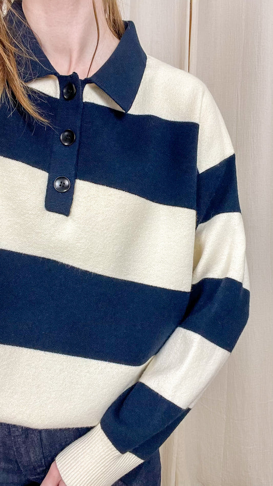 Pull Louise - Pull rayé à col polo