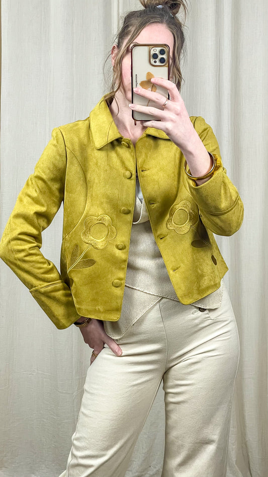 Veste Laurie – Veste courte suédine fleurie