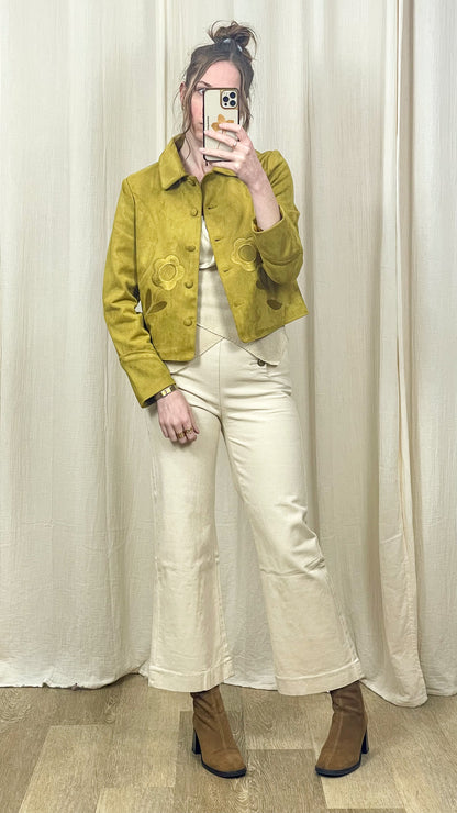 Veste Laurie – Veste courte suédine fleurie