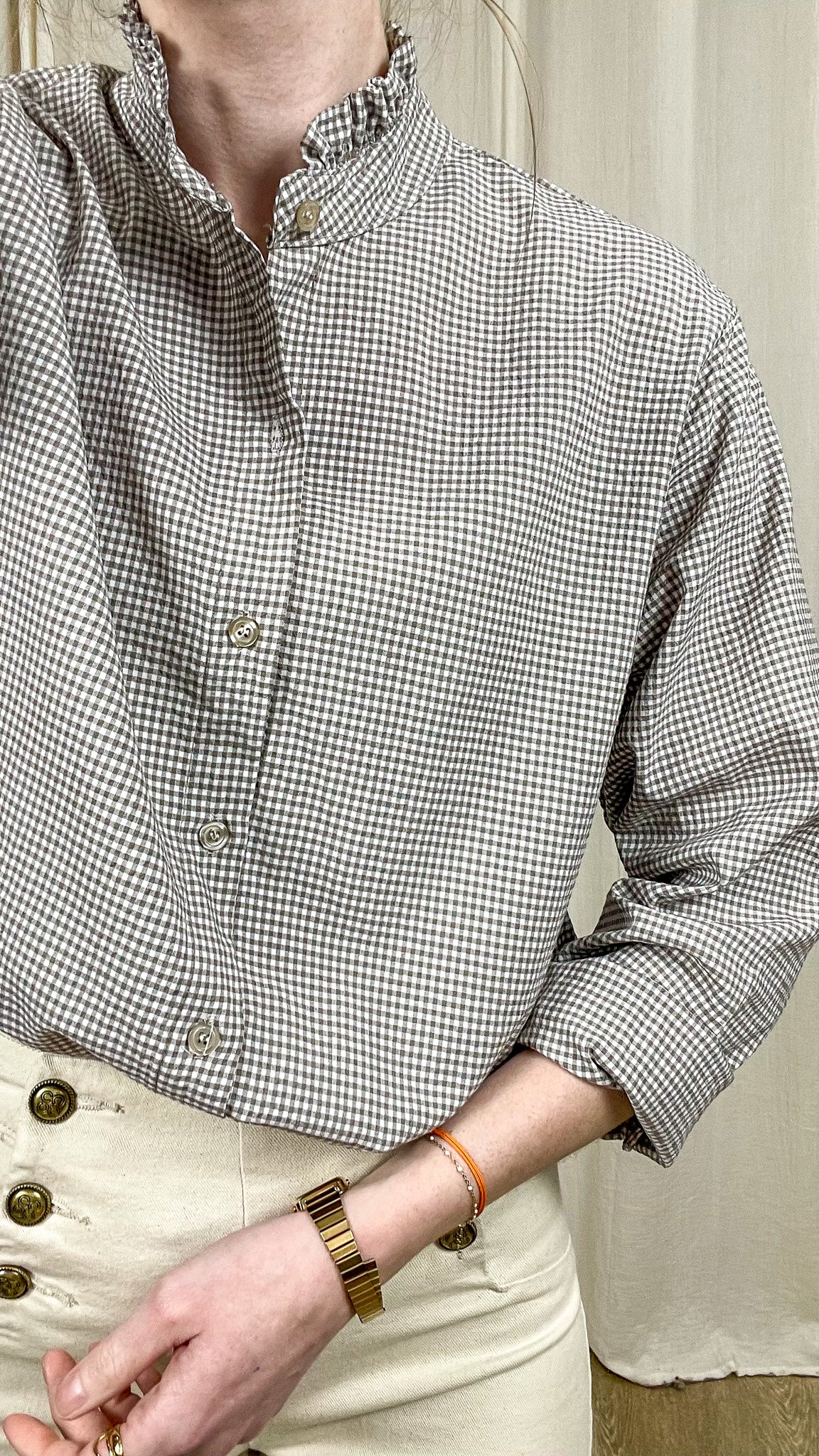 Chemise Capucine – Chemise vichy à col volanté