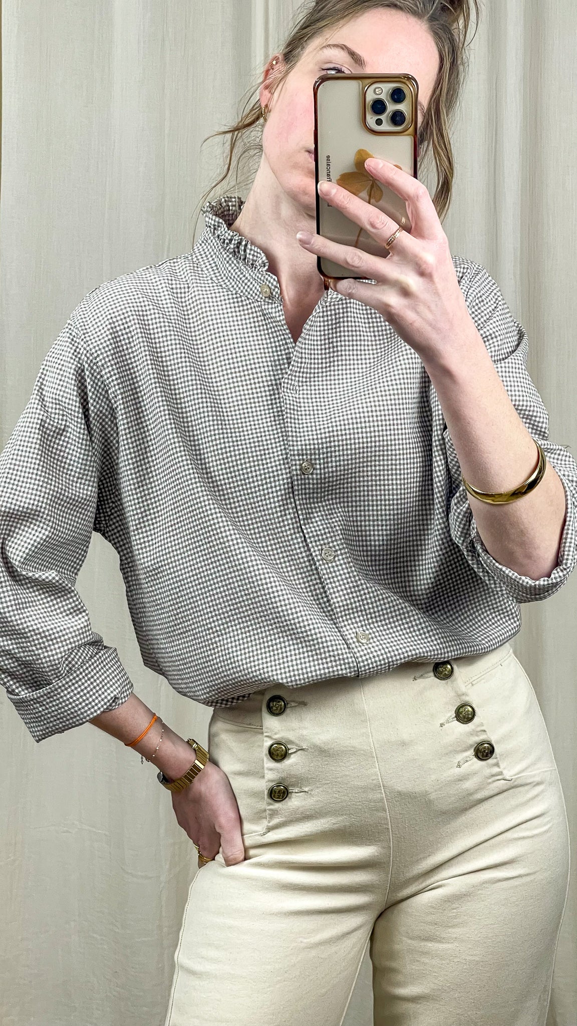 Chemise Capucine – Chemise vichy à col volanté