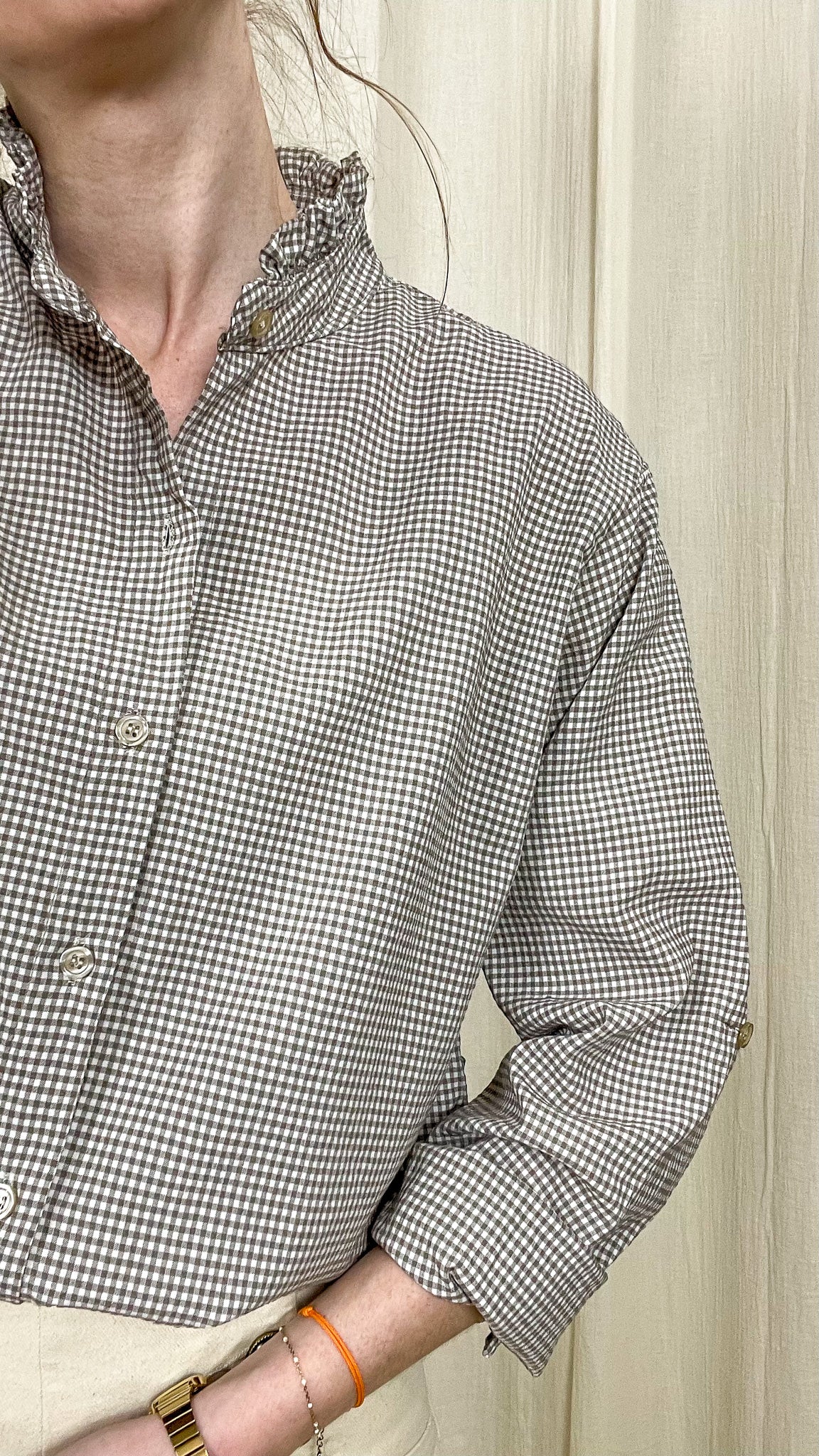 Chemise Capucine – Chemise vichy à col volanté