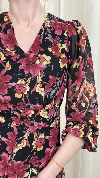 Robe Dahlia – Robe longue fleurie à manches longues