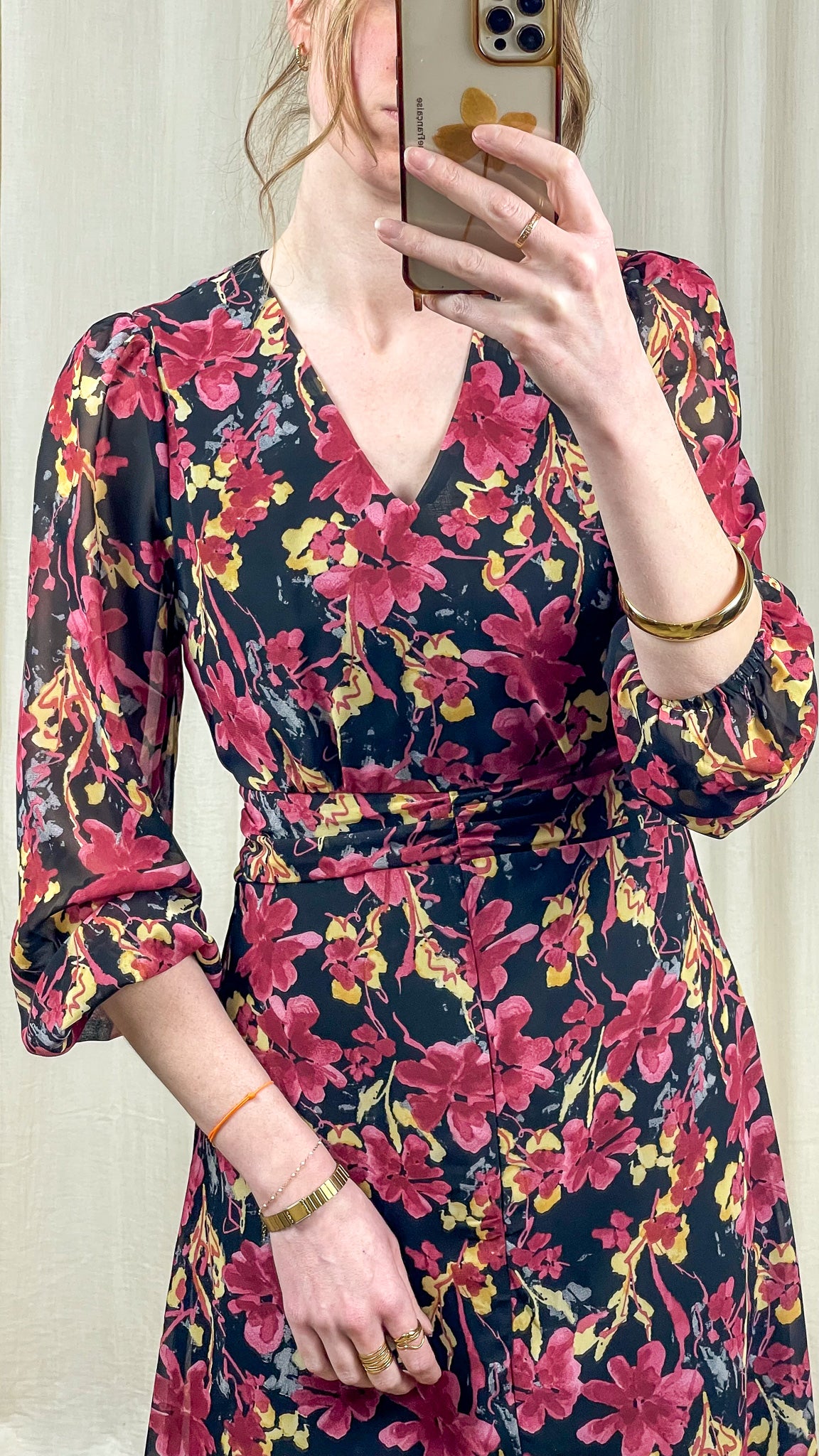 Robe Dahlia – Robe longue fleurie à manches longues