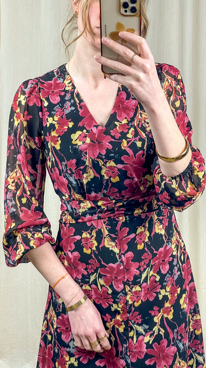 Robe Dahlia – Robe longue fleurie à manches longues