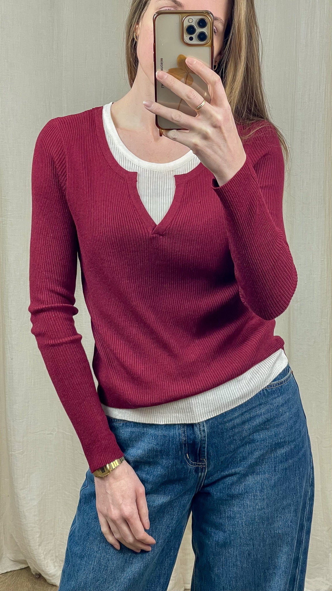 Pull Laurie – Pull maille côtelée effet 2-en-1