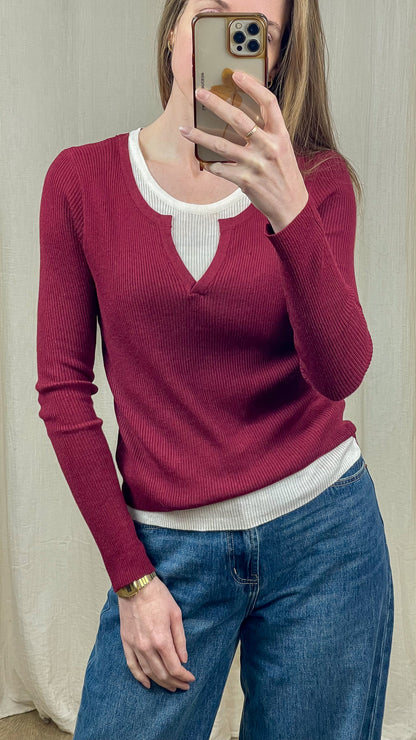 Pull Laurie – Pull maille côtelée effet 2-en-1