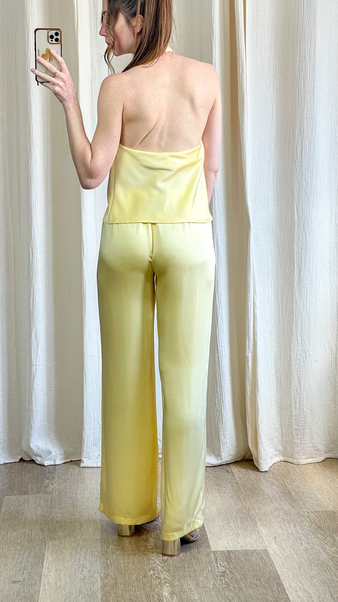 Pantalon Salomé – Pantalon fluide satiné taille élastiquée