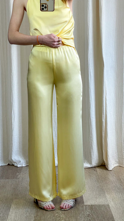 Pantalon Salomé – Pantalon fluide satiné taille élastiquée