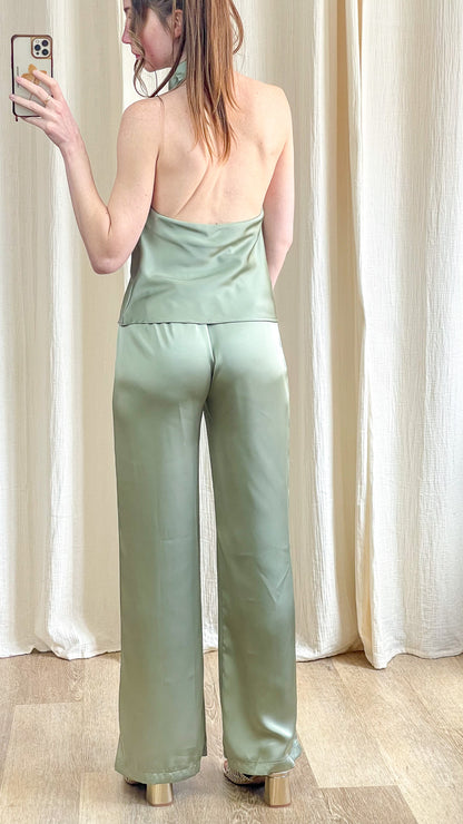 Pantalon Salomé – Pantalon fluide satiné taille élastiquée