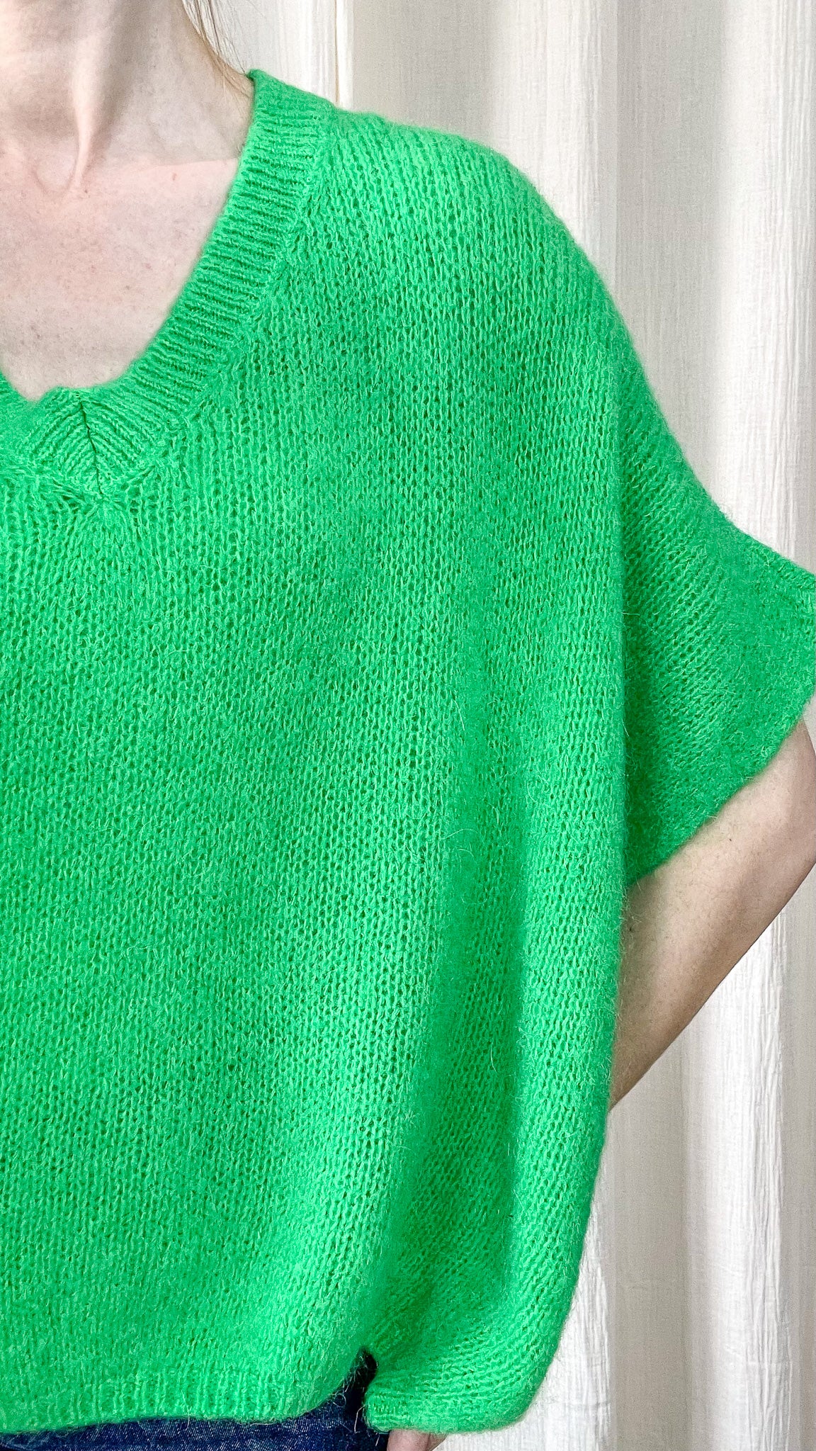 Pull Romane - Pull oversize col V effet mohair