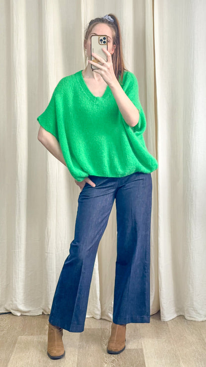 Pull Romane - Pull oversize col V effet mohair