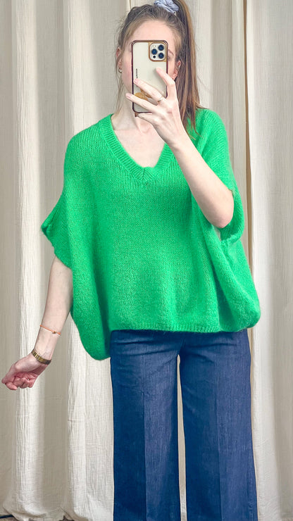 Pull Romane - Pull oversize col V effet mohair