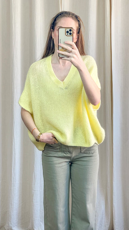 Pull Romane - Pull oversize col V effet mohair