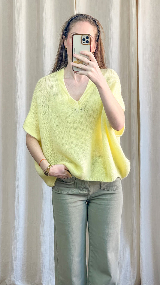 Pull Romane - Pull oversize col V effet mohair