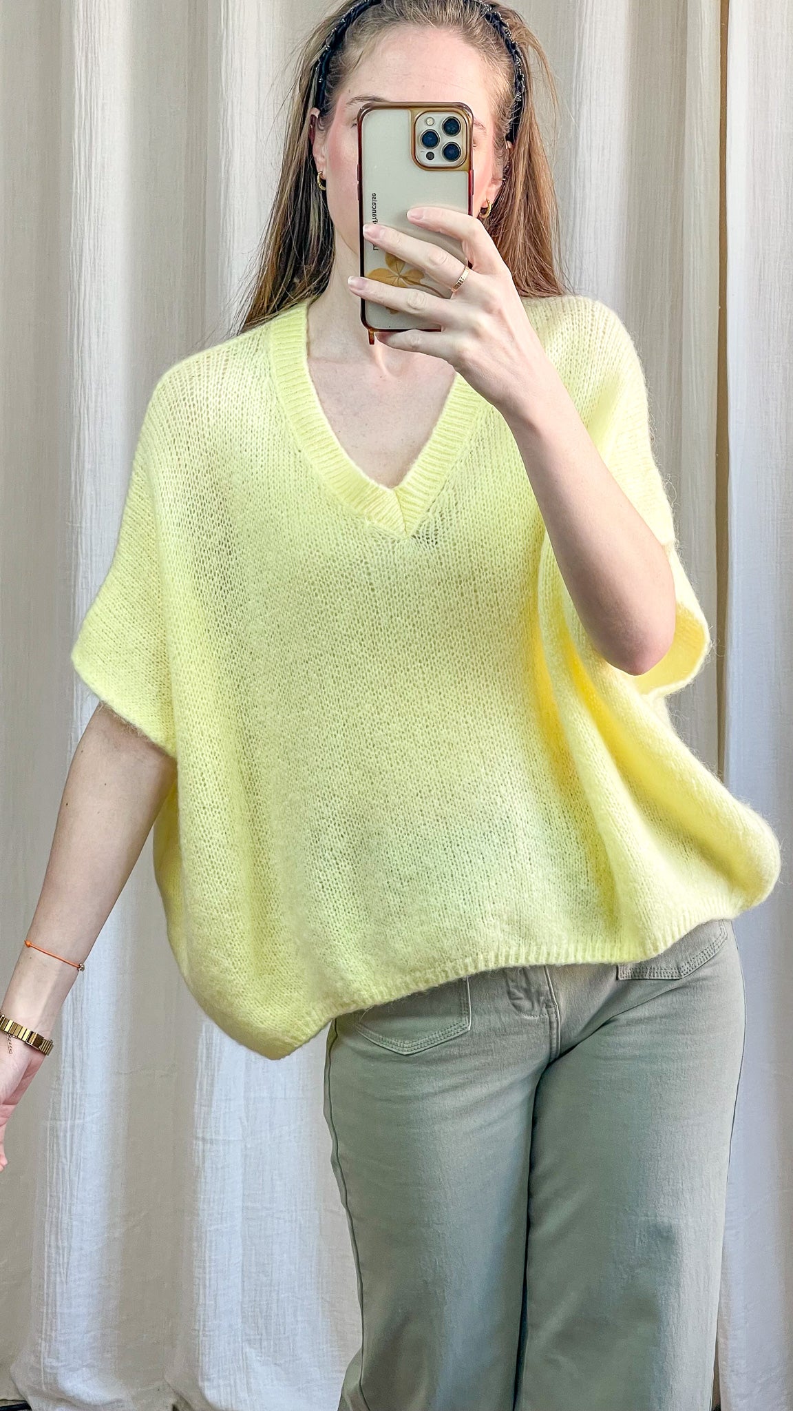 Pull Romane - Pull oversize col V effet mohair