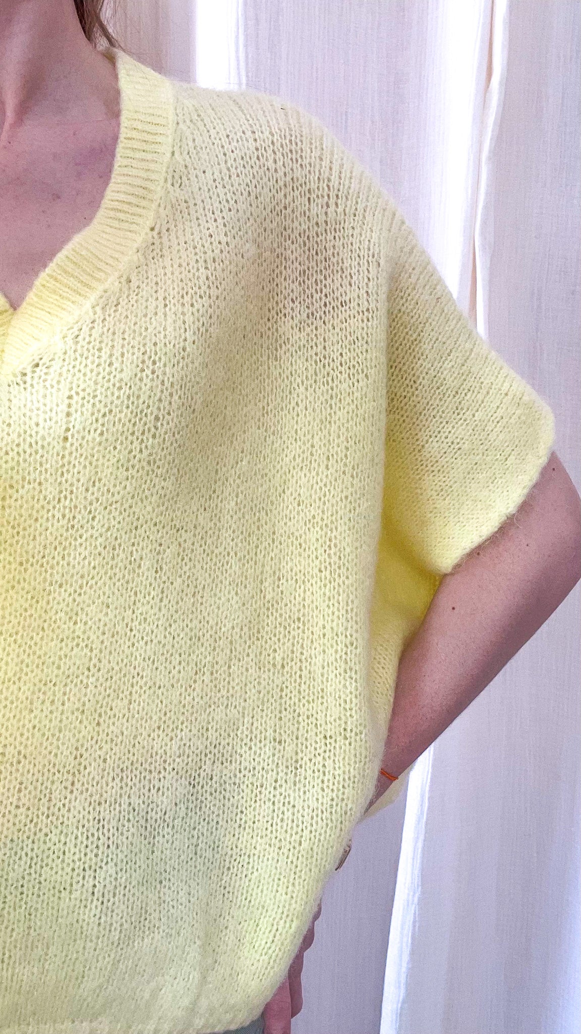 Pull Romane - Pull oversize col V effet mohair