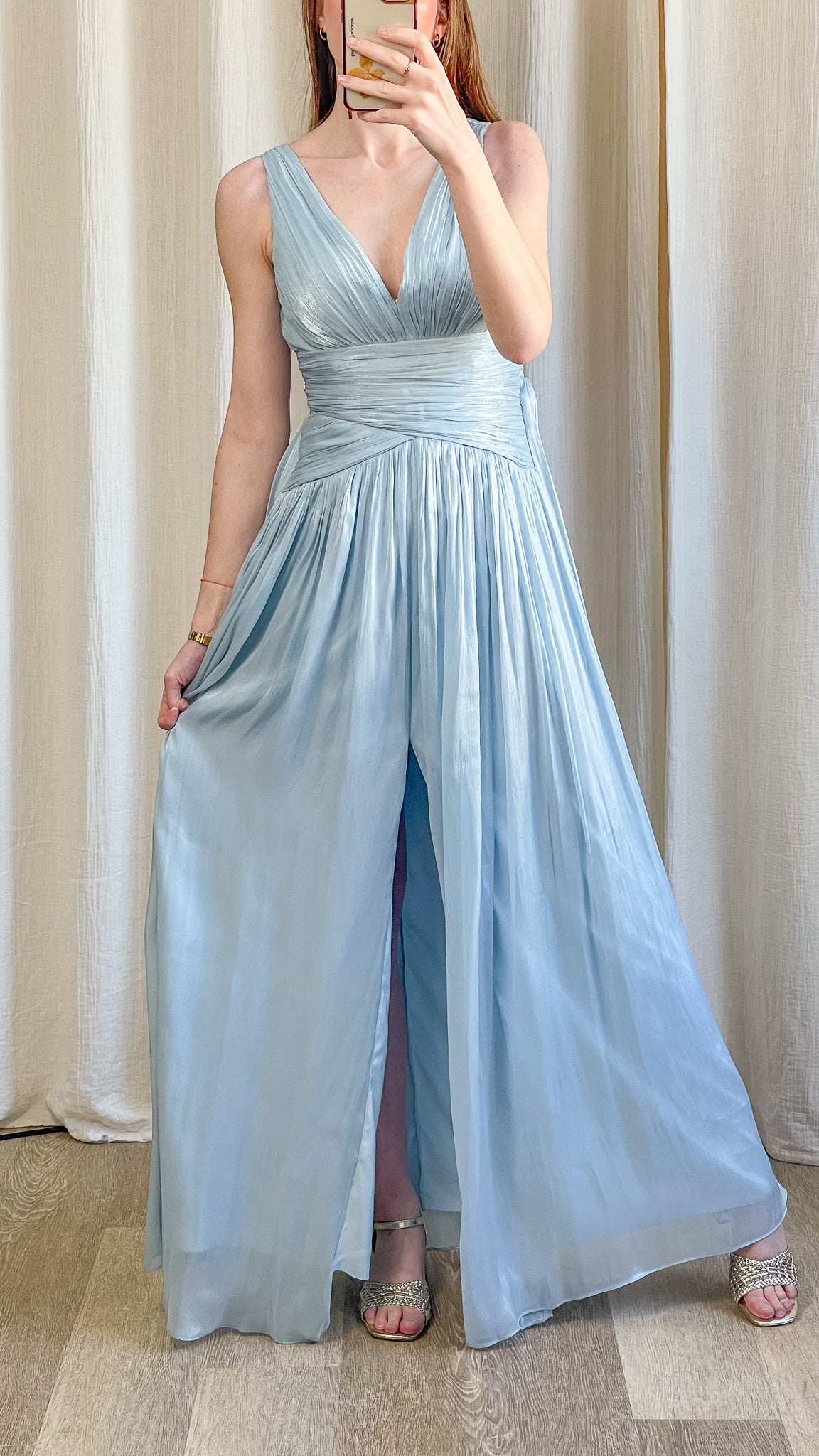 Robe Ariane - Robe longue mousseline bleu ciel demoiselle d'honneur
