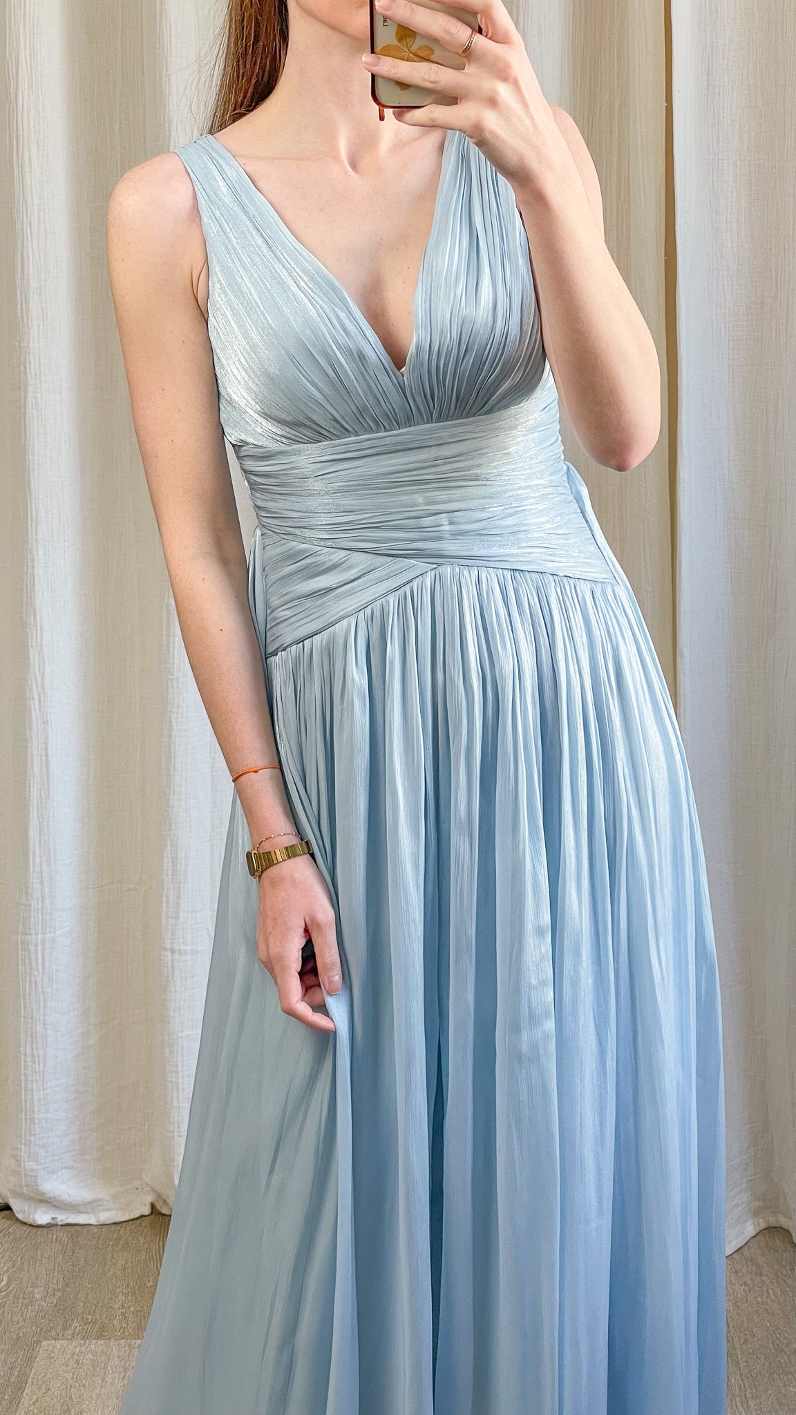 Robe Ariane - Robe longue mousseline bleu ciel demoiselle d'honneur