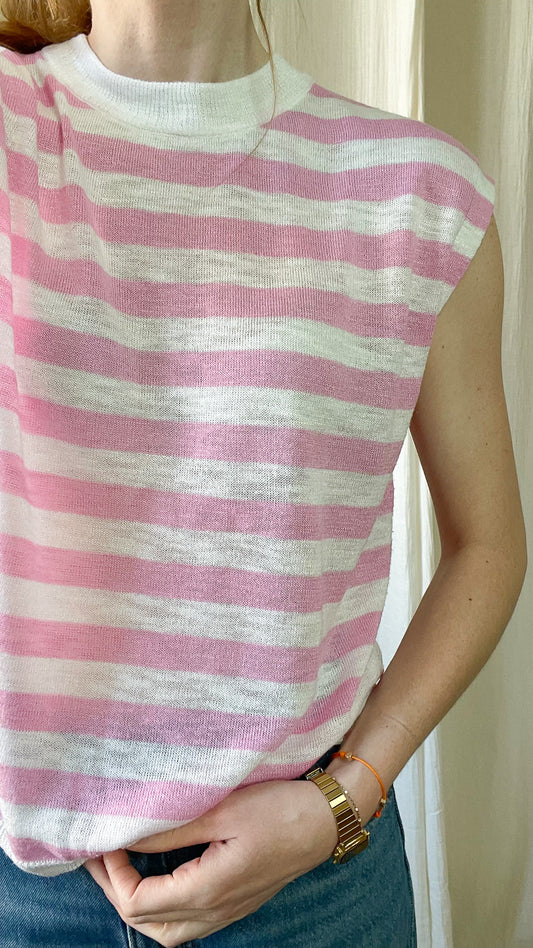 T-shirt Marinière – T-shirt sans manches en maille légère rayée
