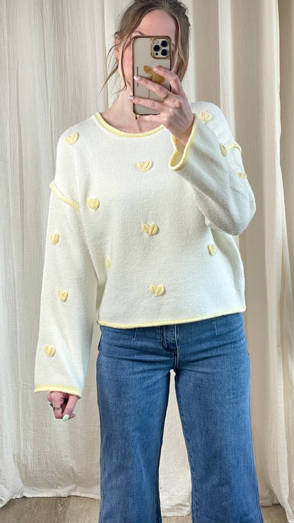 Pull Lovina - Maille avec coeurs en relief