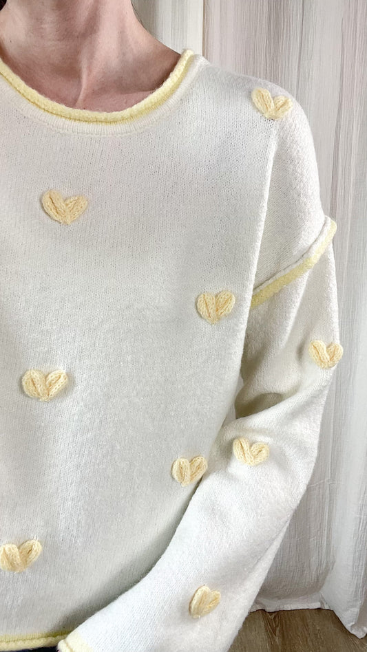 Pull Lovina - Maille avec coeurs en relief