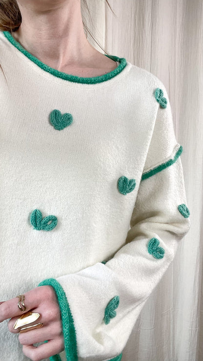 Pull Lovina - Maille avec coeurs en relief