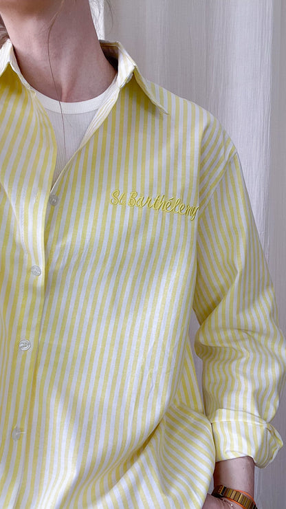 Chemise St Barthélemy – Chemise rayée oversize femme avec broderie
