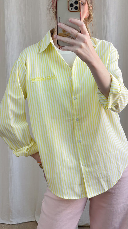 Chemise St Barthélemy – Chemise rayée oversize femme avec broderie