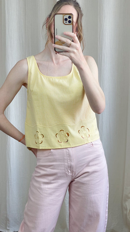 Top Alicette – Top vichy à fleurs brodées