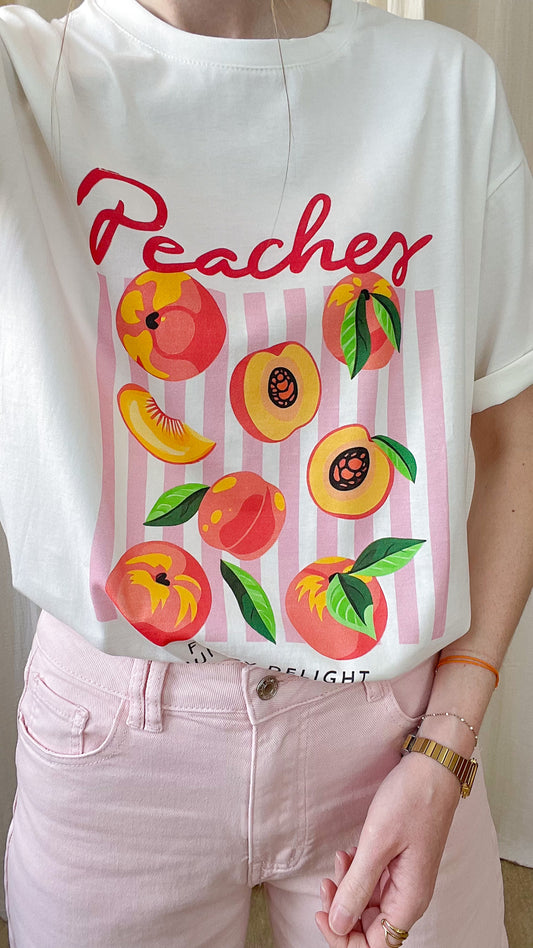 T-shirt Peaches – T-shirt imprimé pêches femme 100% coton