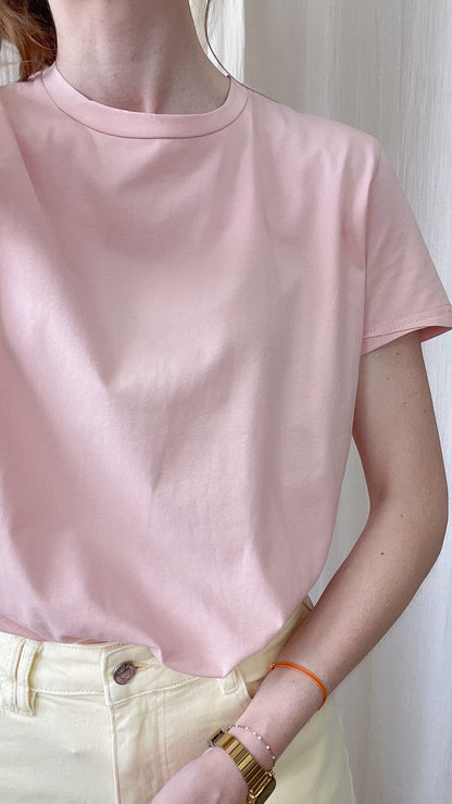 T-shirt oversize basique – T-shirt femme coupe ample col rond