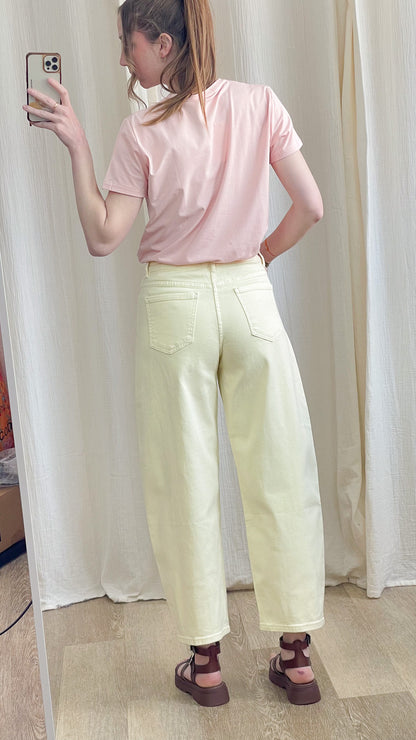 Jean Léni – Jean coupe ballon jaune femme taille haute