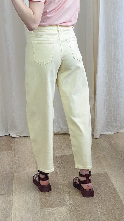 Jean Léni – Jean coupe ballon jaune femme taille haute