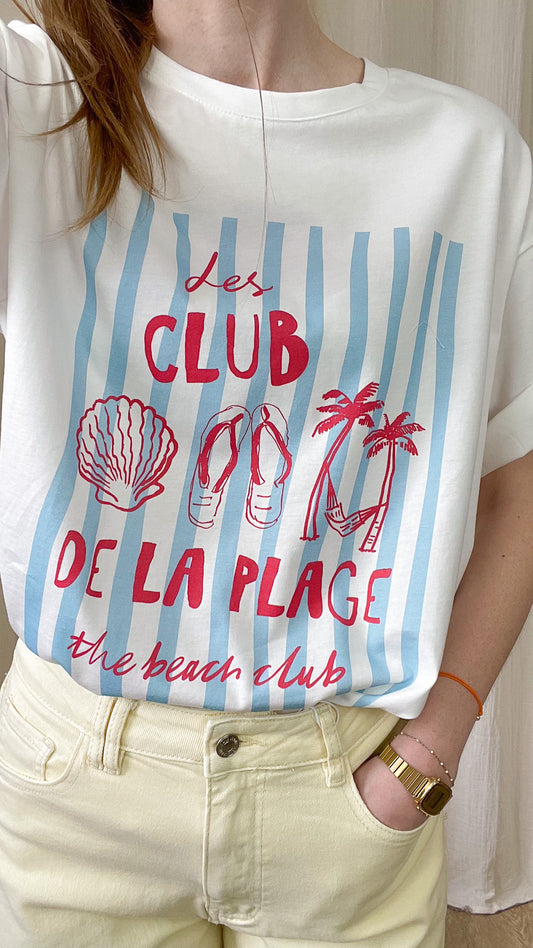 T-shirt Les Clubs – T-shirt imprimé bord de mer femme 100% coton
